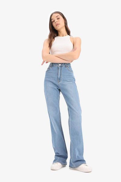 DeFacto Pantaloni lungi de jeans cu talie înaltă, slim flare, sezon nou
