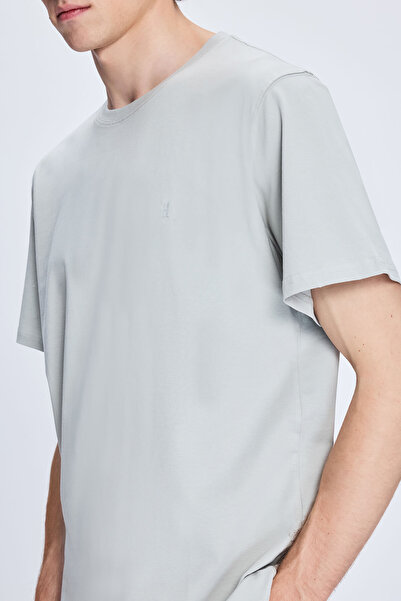 Hatemoğlu Сірий Regular Fit велосипедний комір бавовняний трикотажний футболка