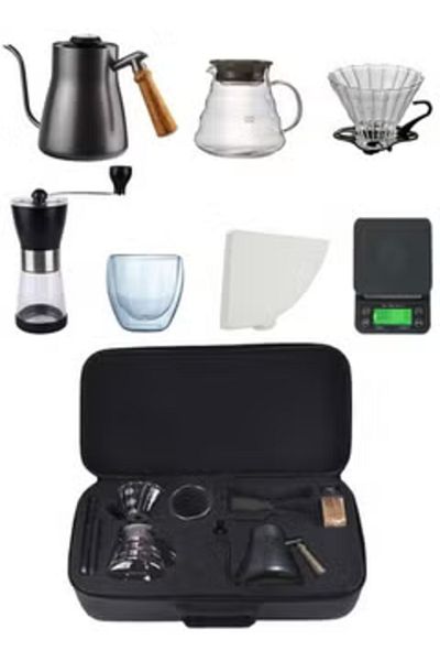 Primo Plus Coffee Maker Set,V60 Coffee Maker Set,7-piece Coffee Tool with Travel Bag,V60 Coffee Filter Set