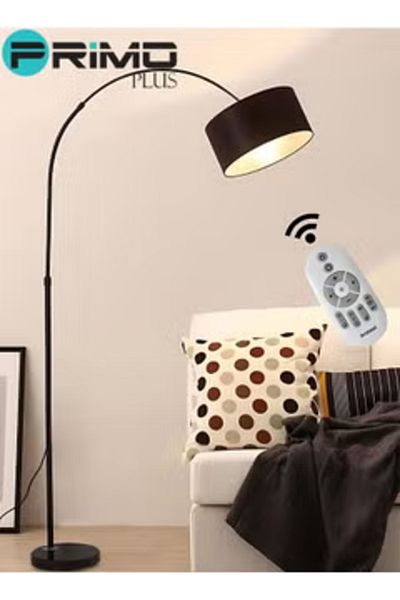 Primo Plus مصباح أرضي لحامل LED بقوس عتيق مع جهاز تحكم عن بعد للضوء الدافئ