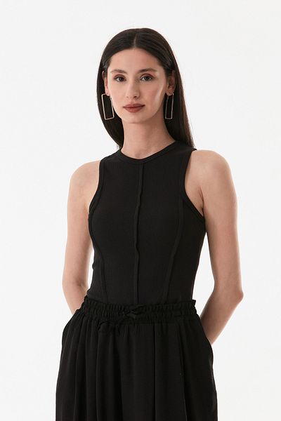 Fulla Moda Body crop cu cusături cu gât cu nervuri