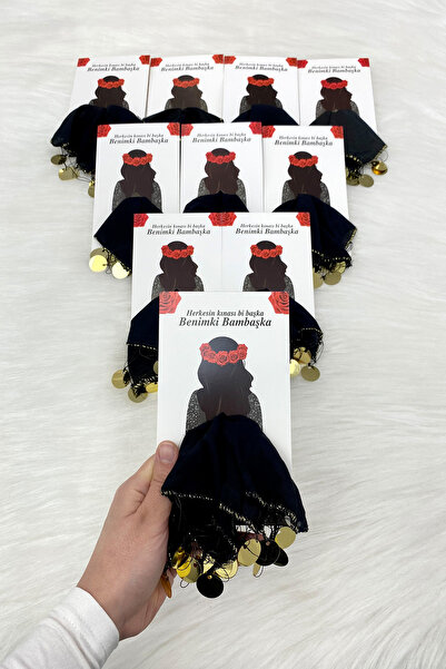 ZEYMERADE بطاقة شيفون ذهبية سوداء هدية منديل هالاي 5 قطع، العروس العريس زفاف ...