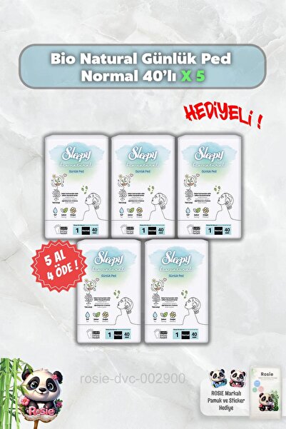 Sleepy 5 AL 4 ÖDE Sleepy Bio Natural Günlük Ped Normal 40'lı ve Rosie