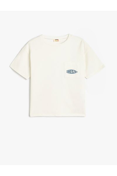 Koton Embroidery Detailed Short Sleeve Crew Neck Cotton Oversize T-Shirt