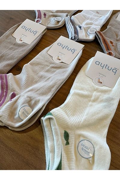 Aytuğ Чорапи до глезена Premium Comfort от модал с бродерия „рибка“, 6 броя