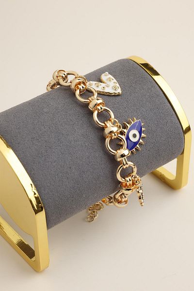 Modex Heart Eye Cat Figured Chain Bracelet (17+5cm)