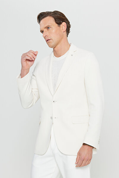 ALTINYILDIZ CLASSICS Ανδρικό 360 Flexible Slim Fit Cotton Blazer Mono γιακά Dobby Jacket