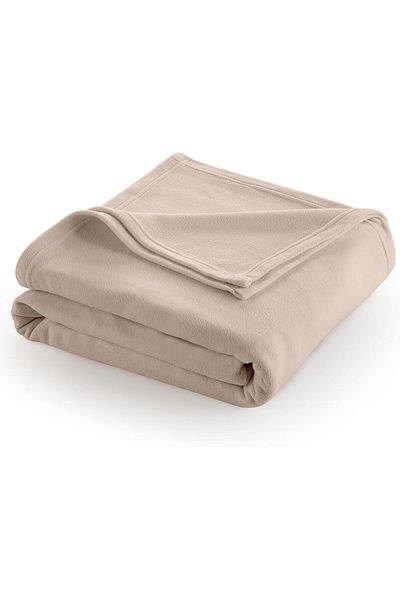 COOYA Twin Size Fleece Bed Blanket, Comfy Supersoft Lightweight Flannel Throw Blanket for Couch Bed Beige