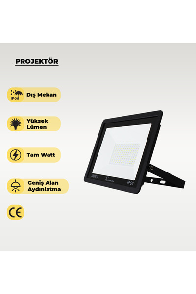 AC AYDINLATMA 100W Led Projektör 3200K Sarı Işık