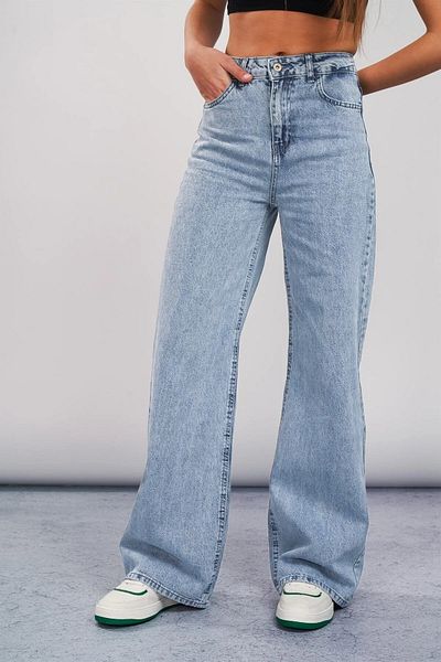 Geppetto Morena Medium Snow Wash Mavipower Lycra Jeans largi cu talie super inalta Pantaloni Palazzo