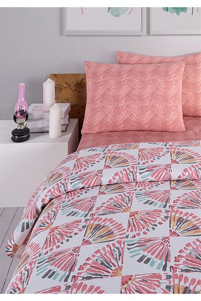 Evim Pink Yellow Orient Soren Double Pique Set 200X230 cm