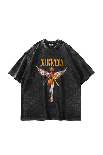 Sekizbiraltı Μπλουζάκι καπνιστού τύπου Nirvana Angel Oversize Unisex που πλένεται