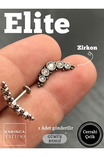 Karınca Piercing Tiara Crown Elite Zircon Jewelled Flat Helix Ear Conch Piercing Surgical Steel