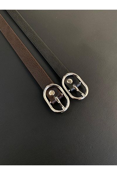 LİA KEMER 2-Piece Oval Classic Buckle Model Belt Waist Belt Coat Belt Dress Belt Trouser Belt