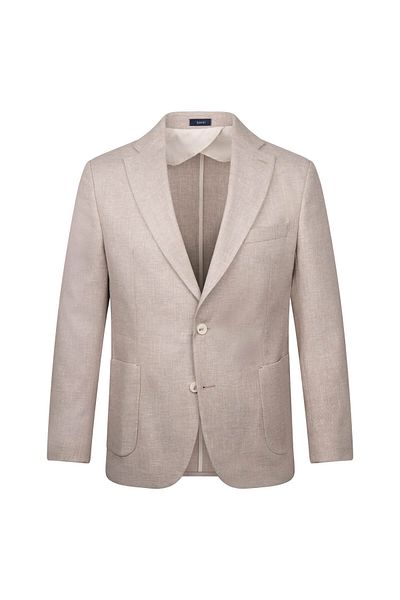 Hatemoğlu Beige Regular Fit Mono Collar Casual Linen Jacket