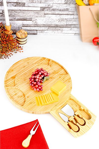 Bambum Oasis 4 Piece Cheese Presentation Plate with Foot