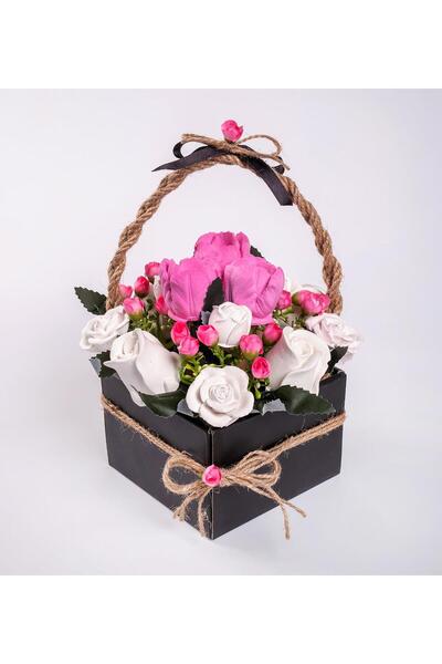 Genel Markalar Sepette Pembe Lale Buketi Kokulu Taş Aranjmanı