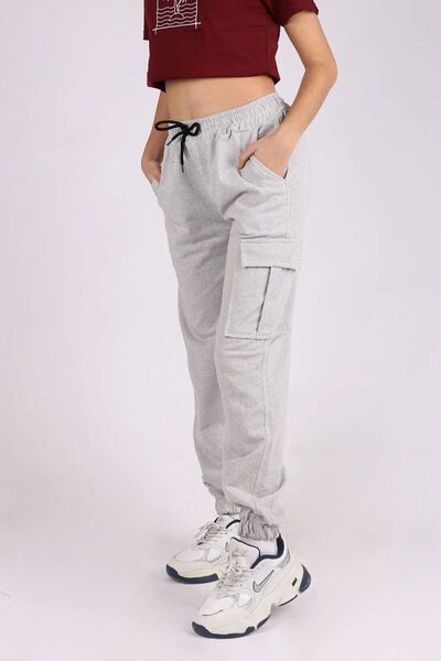 cm buseyiz Bol Paça Kargo Cep 2'Li Kız Çocuk Eşofman Altı