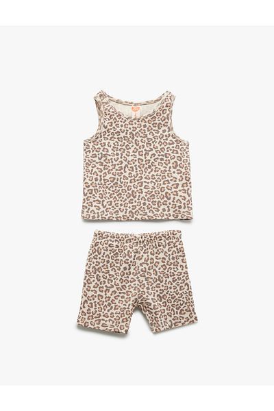 Koton Leopard Print Cotton Tank Top and Shorts Set