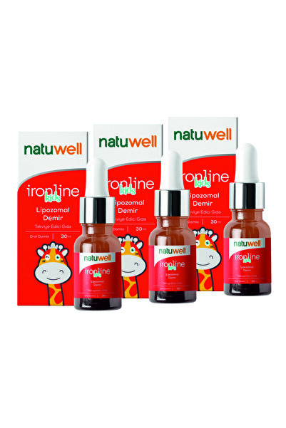Natuwell 3'lü Ironline Kids Lipozomal Demir Damla 30 ml