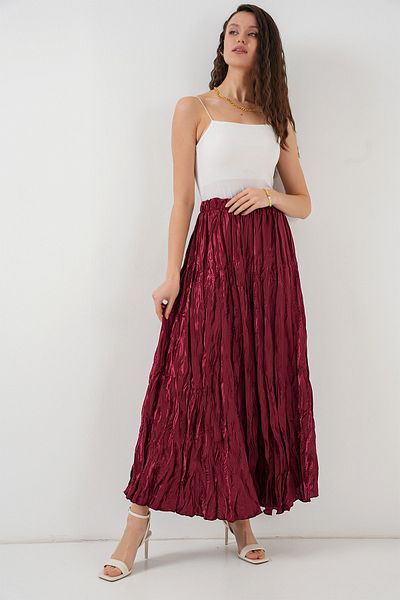 Bigdart Női hosszú ráncos szoknya 8034 - Claret Red
