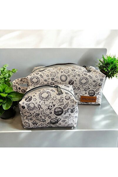 Moserini حقيبة مكياج وحقيبة سفر منقوشة - مجموعة من حقائب مستحضرات التجميل - م...