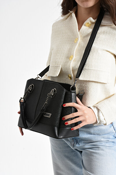 By Hakan Geantă de mână și de umăr din nubuc neagră pentru femei JN-802