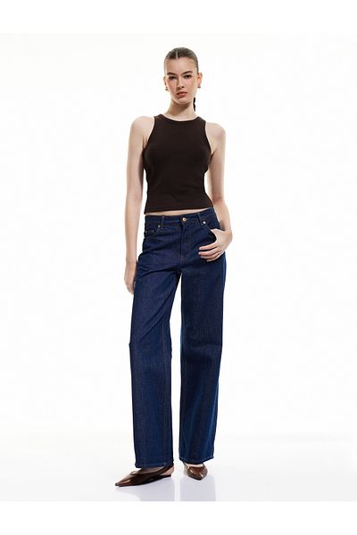 Koton Cotton Sleeveless Crew Neck Slim Fit Crop Tank Top