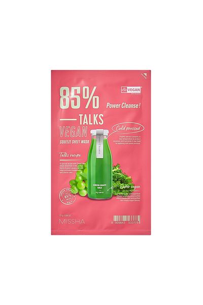 Missha قناع الوجه الكوري النباتي من Missha Korean Talks، قناع قماشي نباتي للبشرة المصابة بالعيوب، قطعة واحدة