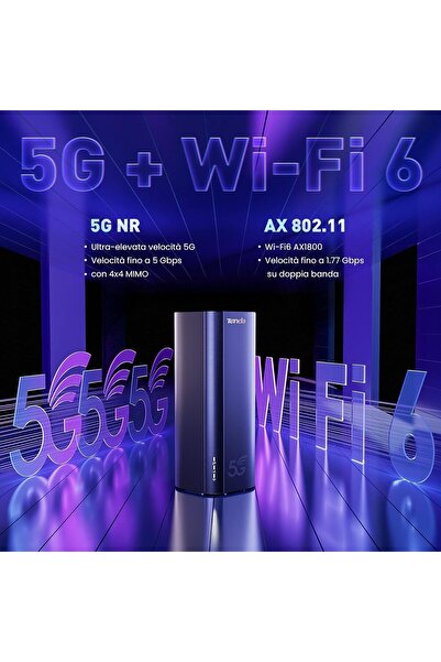 Tenda 5G03 5G LTE WLAN Router for Nano SIM Cards (CAT19, 4.67Gbps in Download, 1.25Gbps in Upload) A