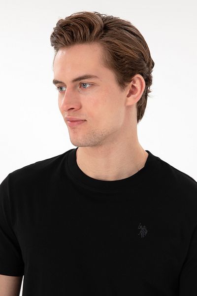 U.S. Polo Assn. Ανδρικό μπλουζάκι με κανονική εφαρμογή Crew Neck Black Basic 50298015-VR046