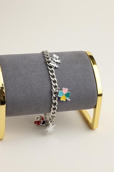 Modex Ladybug Star Clover Figured Chain Bracelet (17+5cm)
