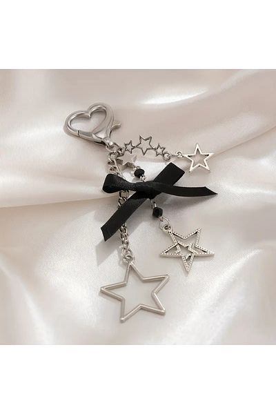 Halımax Star Black Ribbon Airplane Luggage Metal Keychain Bag Charm Car Ornament Charm Gift