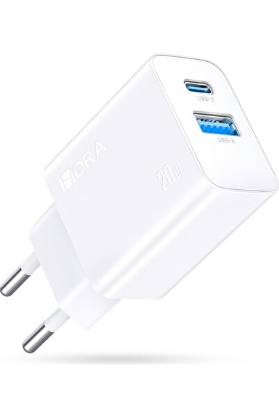 1HORA 20W Dual U+C Şarj Aleti-Usb-C ve Usb-A Çift Çıkış - Hızlı Şarj Cihazı -...