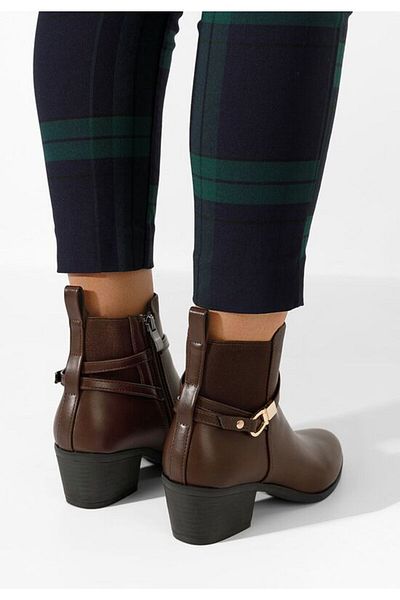 B T Shoes Botine cu toc gros Odelina maro