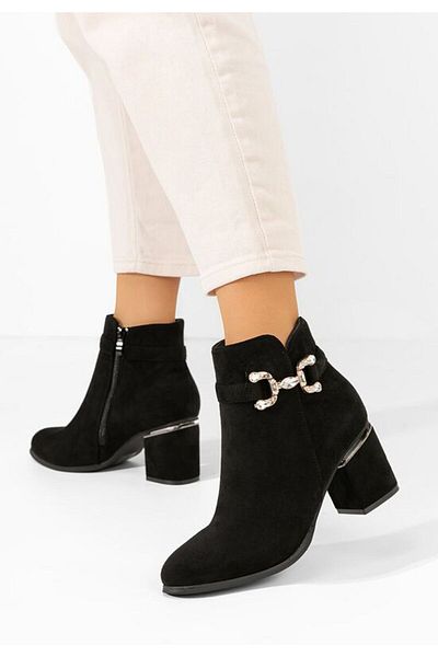 B T Shoes Safia V2 black chunky heel ankle boots