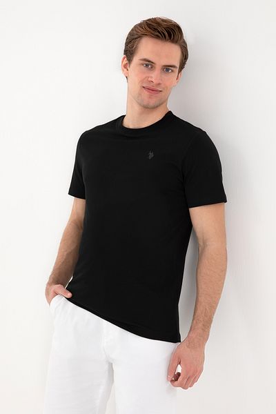 U.S. Polo Assn. Ανδρικό μπλουζάκι με κανονική εφαρμογή Crew Neck Black Basic 50298015-VR046