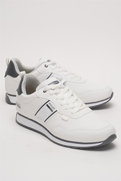 Liger Чоловічі шкіряні повсякденні кросівки на шнурівці БІЛІ - димчасті