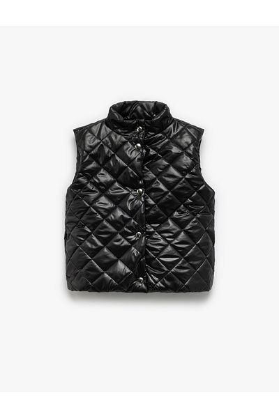 Koton Stand Collar Cotton Lined Raised Quilted Vest