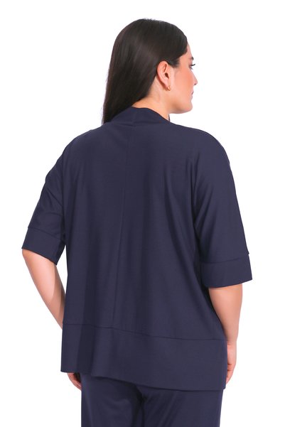TOLGA SARAÇOĞLU 10960 Dark Blue Relaxed Cut Knitted Cardigan
