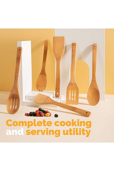 COOYA Bamboo Utensils Set, with Storage Bamboo Barrel, Bamboo Cooking Utensils for Cooking