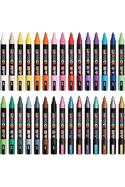 Mu Art Uni Posca Marker Pen 5m Set of 30 1.8-2.5 mm Felt Tip