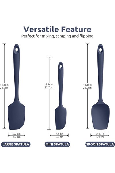 COOYA Silicone Spatula Set of 3, 315°C Heat Resistant, Seamless Flexible Rubber for Nonstick Cookware