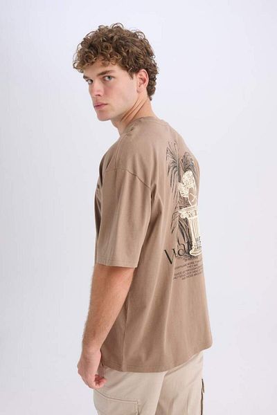 DeFacto Νέα σεζόν Oversize Wide Fit Crew Neck με στάμπα με κοντομάνικο μπλουζάκι
