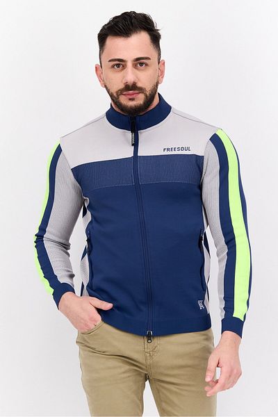 freesoul Men Mock Neck Two-tone Long Sleeves Sweatshirt, Grey