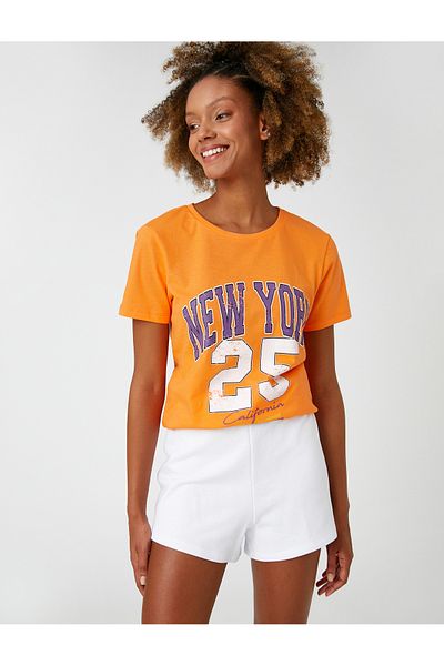 Koton College Printed Crew Neck Short Sleeve T-Shirt
