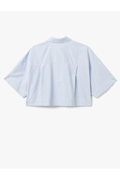 Koton Aplike Cep Detaylı Kısa Kollu Oversize Crop Gömlek