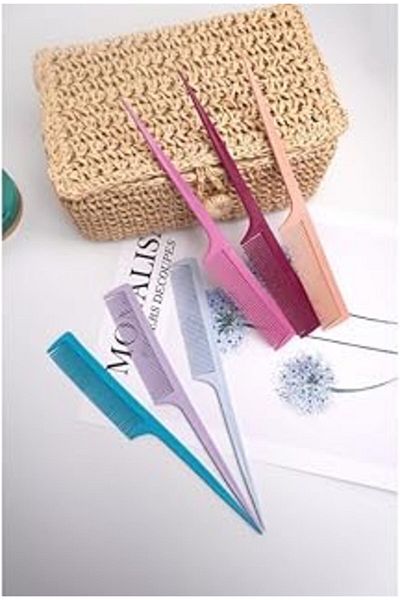 Monalisa Okavango Comb Set 6Pcs Colorful Crepe Hair Separation Comb, Comb Tail Comb Hair for Women