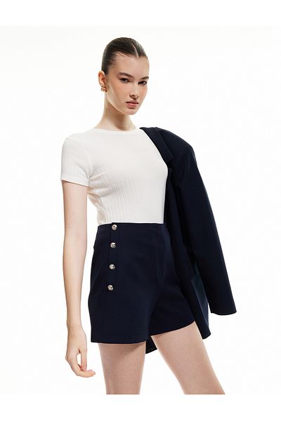 Koton Mini pantaloni scurți cu talie înaltă cu accesorii metalice