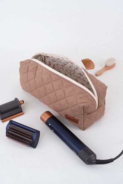 estrella paris СИВА Airwrap Square XL Size чанта - Пътна чанта за вашата прическа, кафява